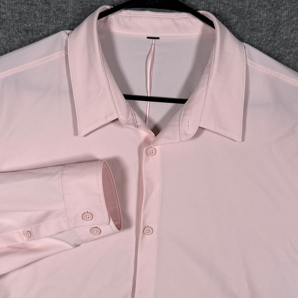 Lululemon Commission Shirt Mens XXL Pink Long Sleeve Button Performance Stretch